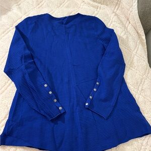 Alfani Royal Blue Long Sleeve Top with Button Accents